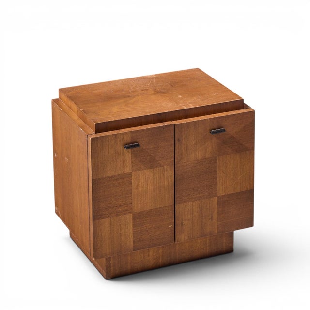Lane Brutalist Mid Century Walnut Nightstands - Pair For Sale - Image 10 of 11