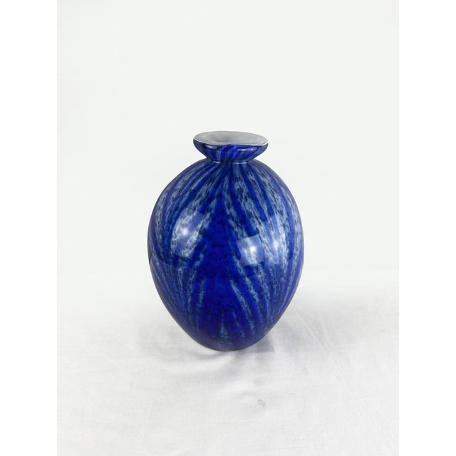 Vintage Cobalt Blue Murano Glass Bowl with Abstract Animal Pattern, 1980s For Sale - Image 11 of 14