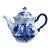 Vintage Ceramic Floral Blue & White Tea Pot For Sale