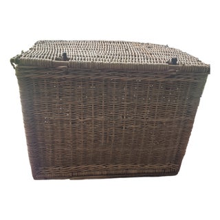 Extra Large 19th Century French Willow Trunk For Sale
