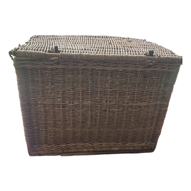 Extra Large 19th Century French Willow Trunk For Sale