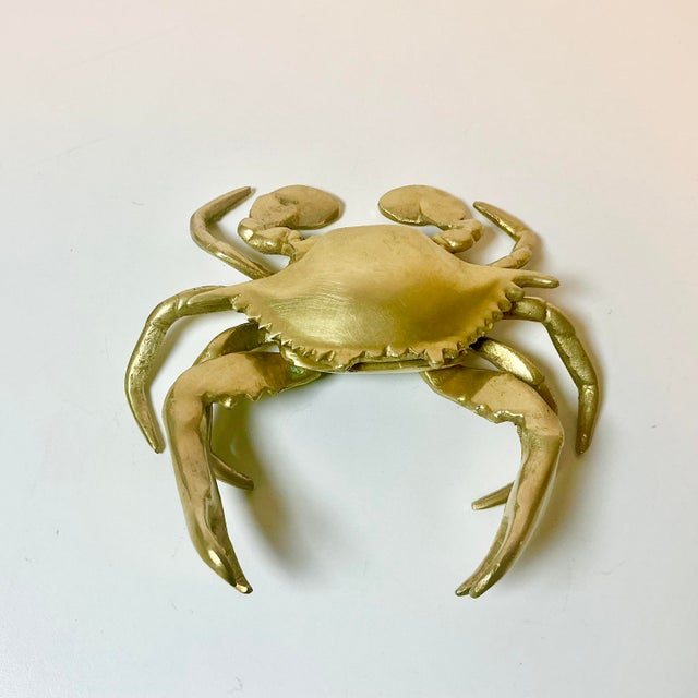 1960s Vintage Costal Hollywood Regency Boho Chic Brass Crab Box. For Sale - Image 4 of 9