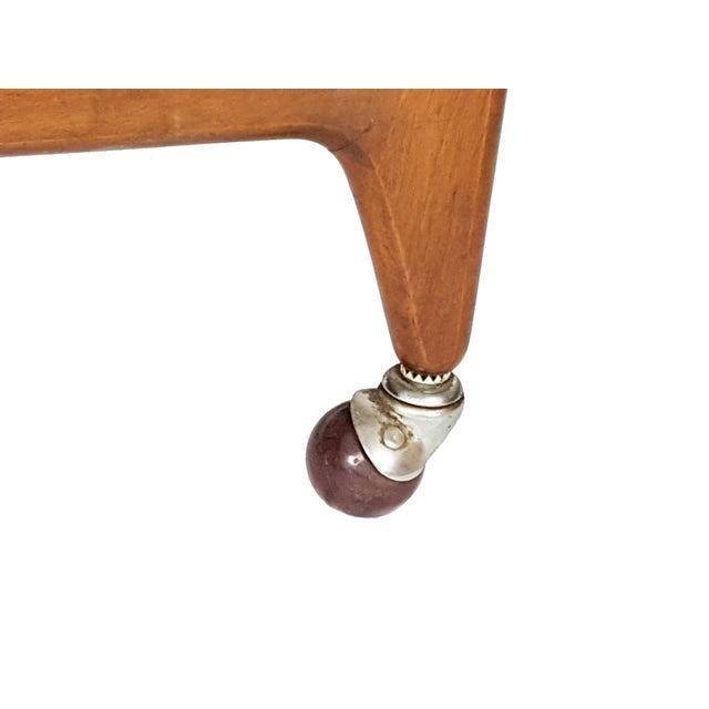 1950s Mid-Century Wood Brass and Glass Trolley attributed to Giovanni Gariboldi, 1950s For Sale - Image 5 of 10