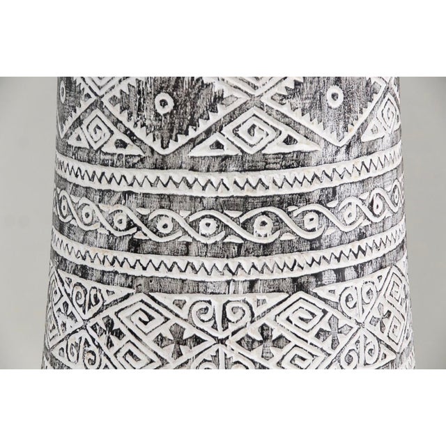 Wood Organic Coastal Carved Palm Tree Trunk Pedestal Planter For Sale - Image 7 of 9