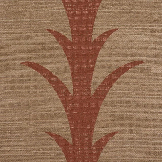 Contemporary Schumacher x Celerie Kemble Acanthus Stripe Sisal Wallpaper In Mocha For Sale - Image 3 of 4