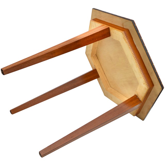 Wood Vintage Handmade Astral-Patterned Mother-of-Pearl Inlaid Accent Table For Sale - Image 7 of 7