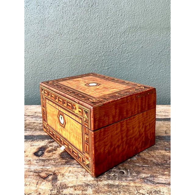 Grand Tour Vintage Marquetry Inlaid Wood Box For Sale - Image 3 of 16