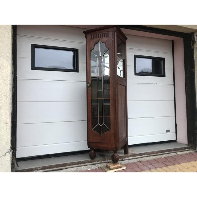 Oak Cabinet with Cut Crystal Glass Doors, 1932 For Sale - Image 15 of 18