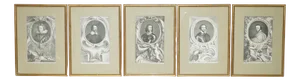 Jacobus Houbraken, Heads of Illustrious Persons of Great Britain, 1743, Paper, Set of 5