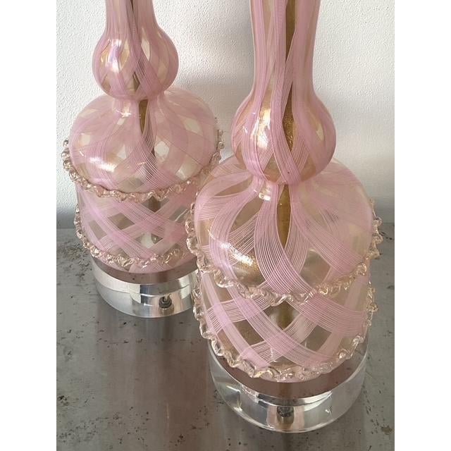 Vintage Italian Murano Glass Lamps - A Pair For Sale In West Palm - Image 6 of 12