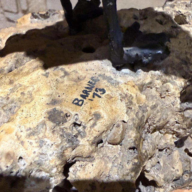 Stone Faux Bronze Seagull Sculpture Volcanic Rock Signed Barnes 73 For Sale - Image 7 of 12