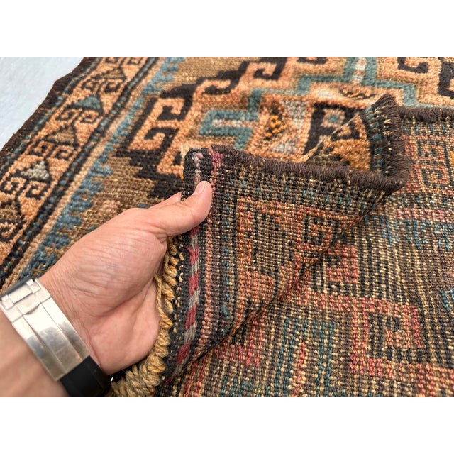Blue Antique Timuri Baluch Stepped Medallion Tribal Mat - 2'11" X 2'5" For Sale - Image 8 of 8