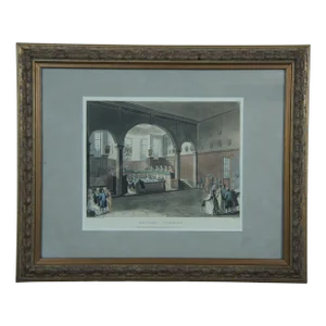Antique 1808 Thomas Rowlandson Pugin Doctors Commons Aquatint Engraving, Framed