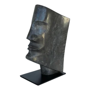 Modern Dark Gray Marble Profile Sculpture