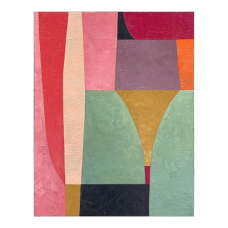 Contemporary Abstract Color-Block Oil Painting on Cradled Birch Panel For Sale