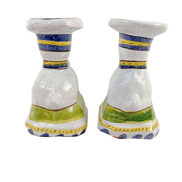 Ceramic Vintage "Faiança Portuguesa" Rabbit Candle Holders - A Pair For Sale - Image 7 of 8
