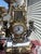 French Vintage Imperial Italian-Style Gilt Metal, Marble & Cherub Clock Garniture Set For Sale - Image 3 of 10