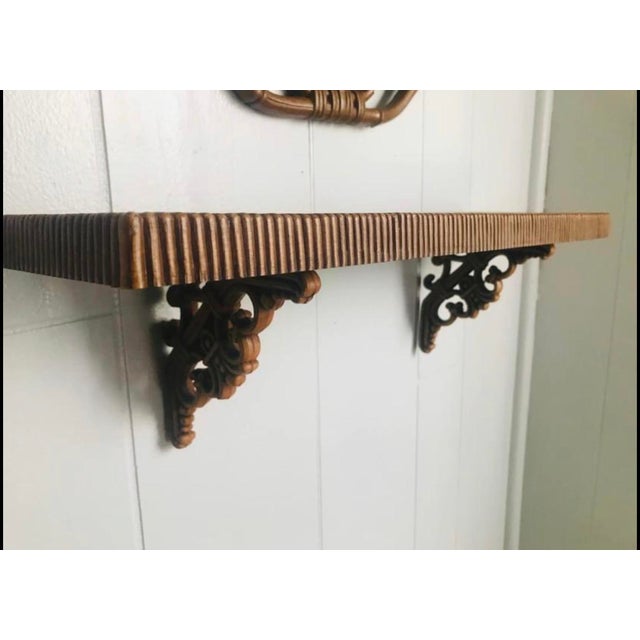 Vintage Homco Mirror and Shelf Wall Decor Mid Century Faux Wood Wicker Chairish