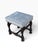 William IV Antique 18th C William & Mary Walnut Ottoman Footstool W Blue Cheetah Velvet For Sale - Image 3 of 4