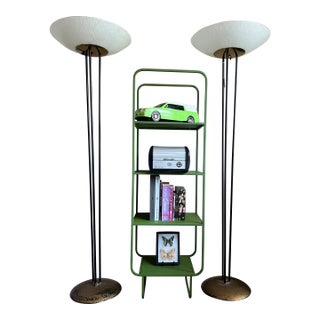 1950s Pair of Mid-Century Gerald Thurston Torchiere Floor Lamps For Sale