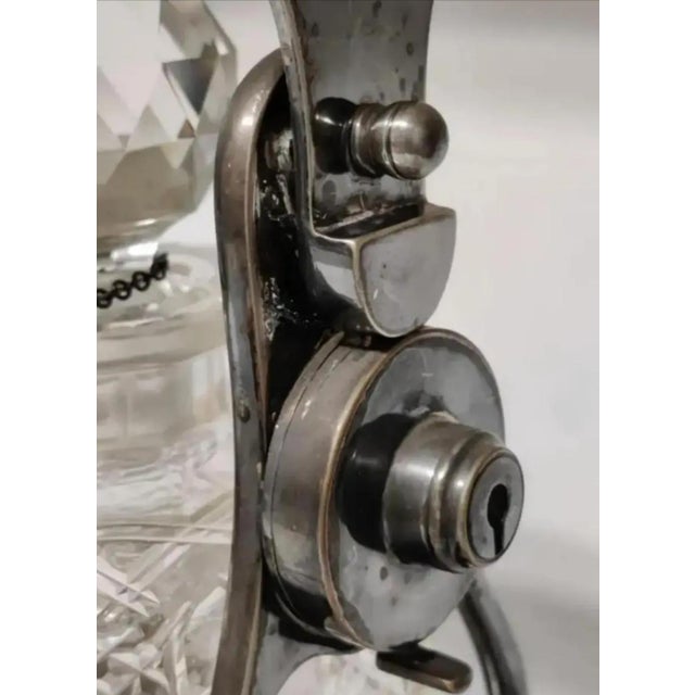 English Early 20th Century English Silver Plate Three Bottle Tantalus Set- 4 Pieces For Sale - Image 3 of 10