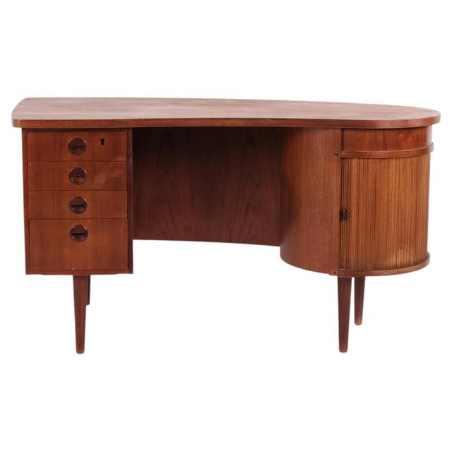 Model 54 Kidney Desk in Teak with Bar Cabinet from Feldballes Møbelfabrik, 1960s For Sale - Image 11 of 11