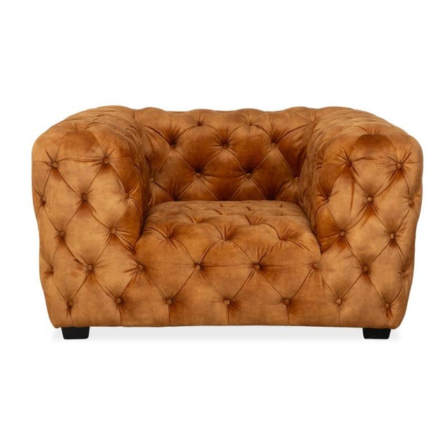 Chesterfield Armchair in Gold, Yellow and Ochre Fabric from Kare Design For Sale - Image 10 of 14