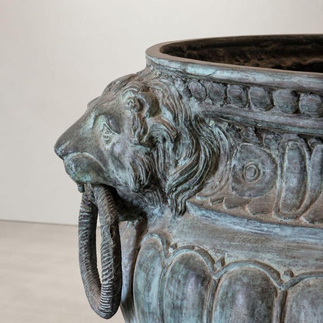Metal Large Antique Renaissance Style Italian Bronze Flowerpot, 1900s For Sale - Image 7 of 9
