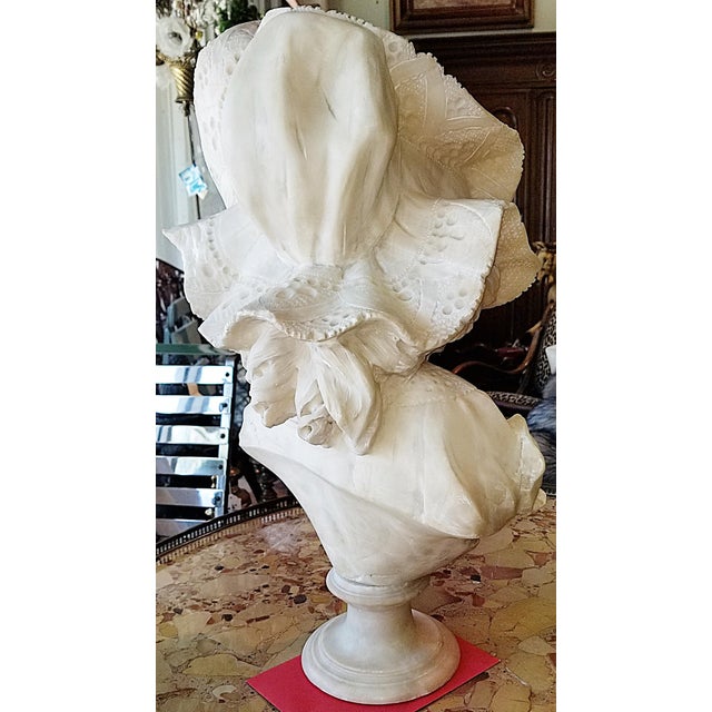 Late 19th Century Italian Alabaster Marble Bust Figurine For Sale - Image 5 of 8