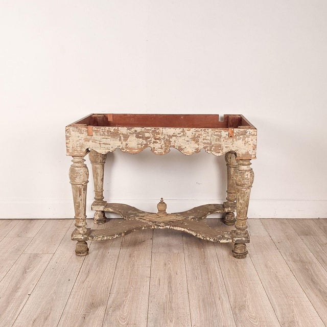 Partially Painted Kitchen Table With Reversible Top, Sweden, 19th Century For Sale - Image 9 of 9
