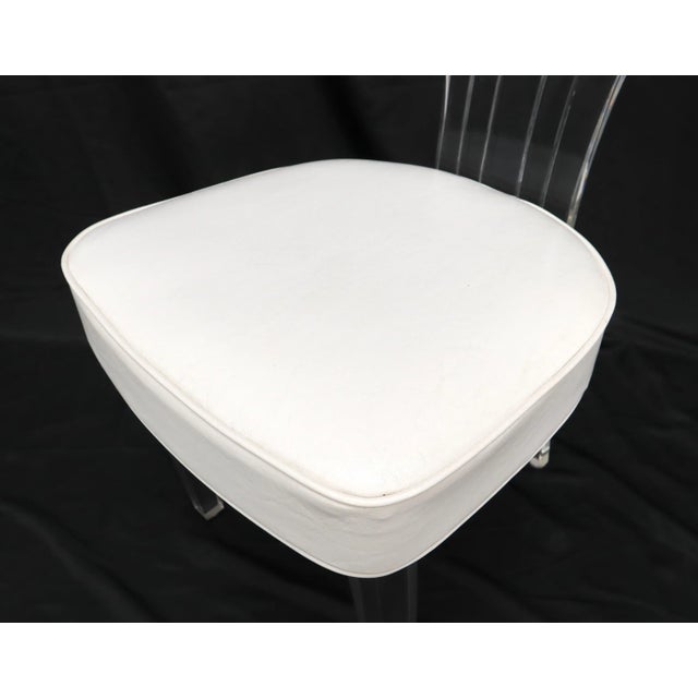 Set of 4 Lucite Dining Chairs Square Dining Table on Single Pedestal Base - 5 Pieces For Sale - Image 11 of 13