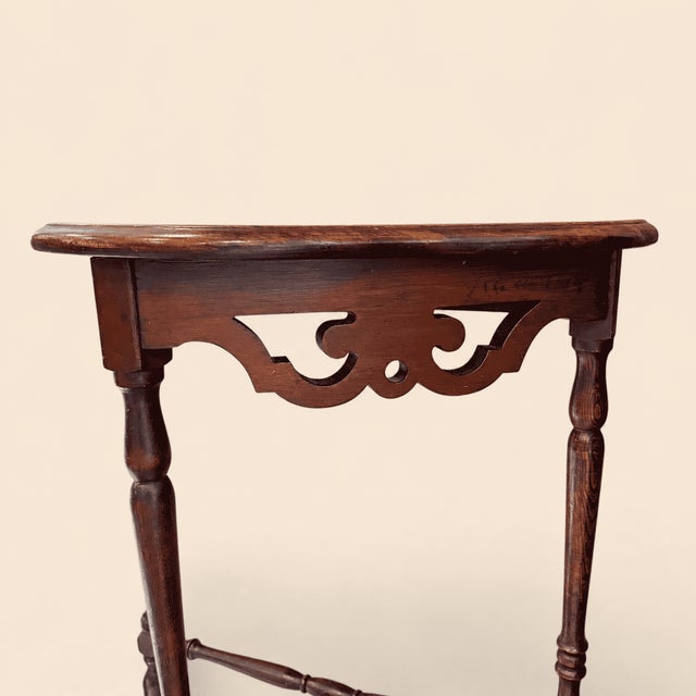 Neoclassical Early 20th Century Antique Mahogany Demilune Console Table With Fretwork Apron For Sale - Image 3 of 5