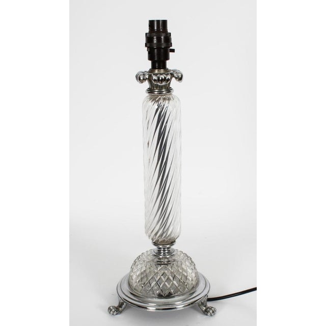 1950s Glass and Silver Plated Table Lamp, Mid-20th Century For Sale - Image 5 of 11