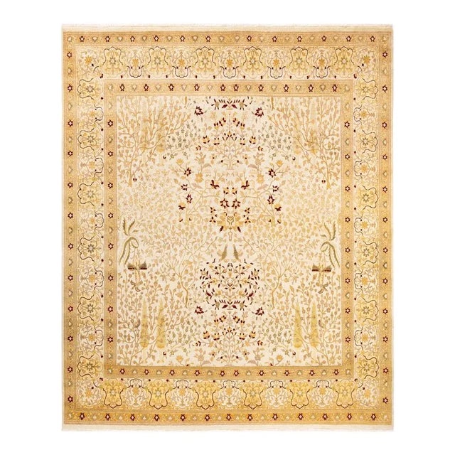 Ivory Mogul, One-of-a-Kind Hand-Knotted Area Rug in Ivory, 9' 1" x 9' 3" For Sale - Image 8 of 8