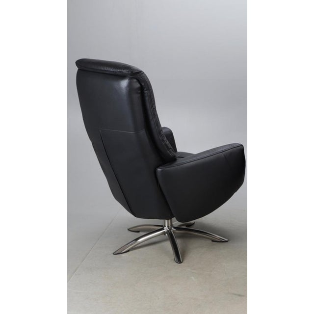 Vintage Black Leather Chair with Chrome X-Frame Base, 1980s For Sale - Image 6 of 8