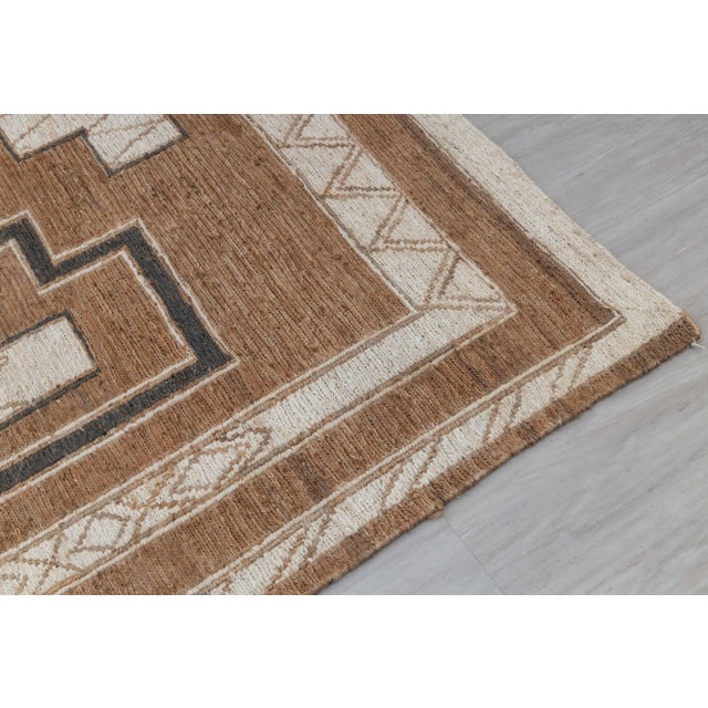 12x15Ft.Brown Cream Grey Jute Taureg Inspired Soumek Jute Hand Woven Rug For Sale - Image 4 of 12