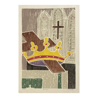 Jane Eddy Gratsye Woodblock Print For Sale