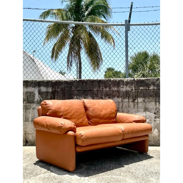 B&B Italia Vintage Boho Tobia Scarpa for B&b Italian Leather “Coronado” Loveseat For Sale - Image 4 of 9