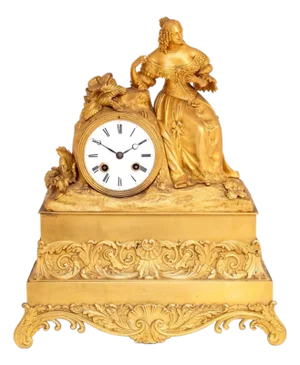 Restauration Gilt Metal Figural Clock