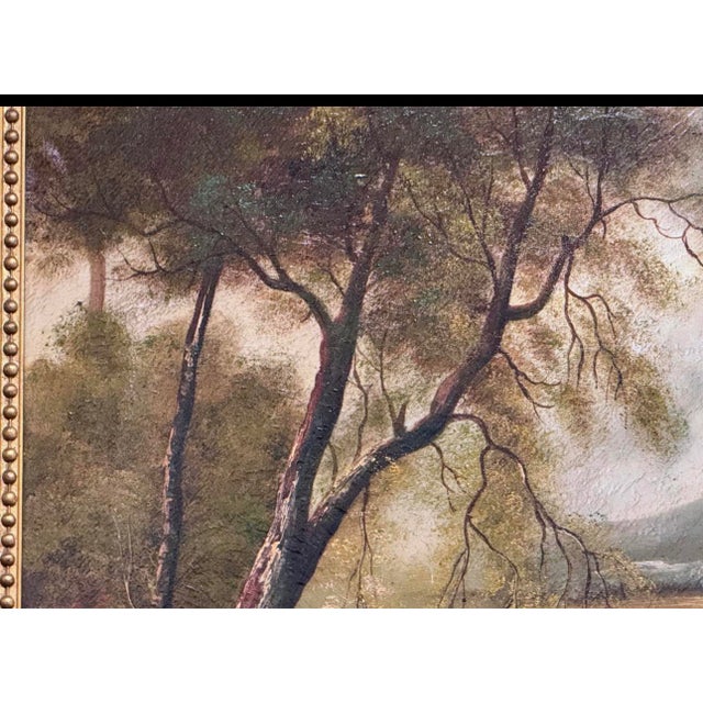 19th Century 19th-Century Pastoral Landscape Oil Painting For Sale - Image 5 of 7