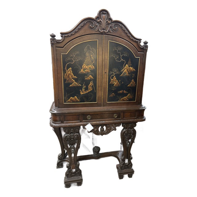 1900 - 1909 Chinoiserie Decorated Renaissance Revival Cabinet For Sale