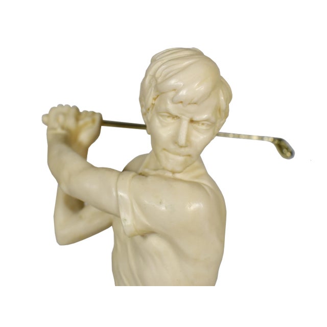 Mid 20th Century Mid 20th Century Italian Asantini Golfer on Marble Base Sculpture For Sale - Image 5 of 12