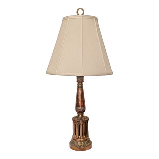 Mid 20th Century Aged Copper Column Table Lamp For Sale