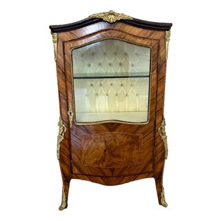 Antique French Walnut and Kingwood Display Cabinet, 1900 For Sale