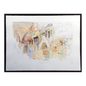 William Papas "Essex Street, New York" Signed Numbered Hand Colored Etching, New York