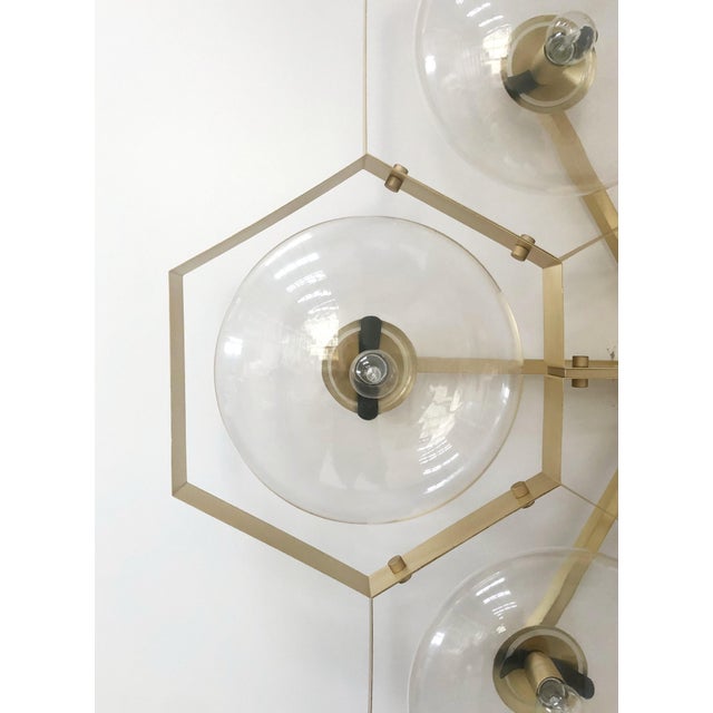 Transparent 21st Century Hive Satin Brass Clear Murano Flush Mount by Fabio LTD For Sale - Image 8 of 9