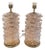 Decorative Pair of Pink Murano Brass "Ruffle" Lamps For Sale