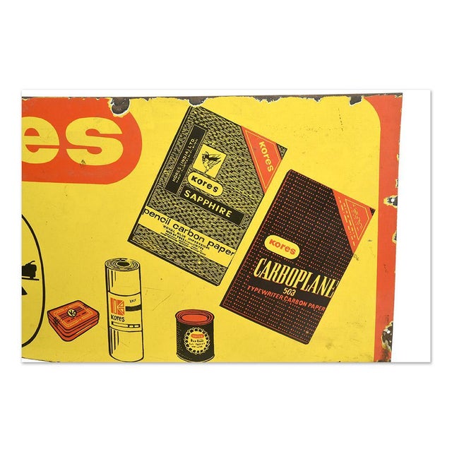 Kore enameled advertising plaque. This piece is designed in the style of the selected designer and/or manufacturer