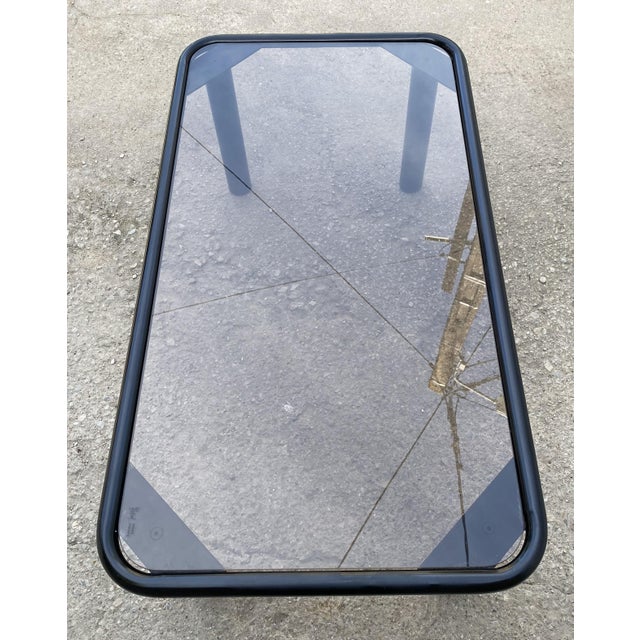 Vintage Black Tubular Coffee Table with Smoked Glass Top by Yves Boutboul, 1980 For Sale - Image 15 of 18