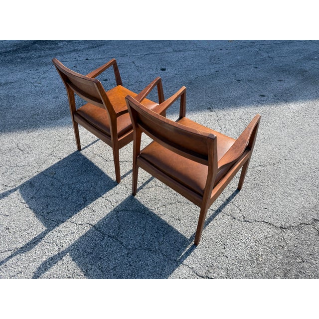 Mid 20th Century Mid-Century Modern Jens Risom Model C140 "Playboy" Walnut Armchairs - A Pair For Sale - Image 5 of 10